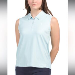 William Murray A Line Classic Sleeveless Polo Shirt Light Blue